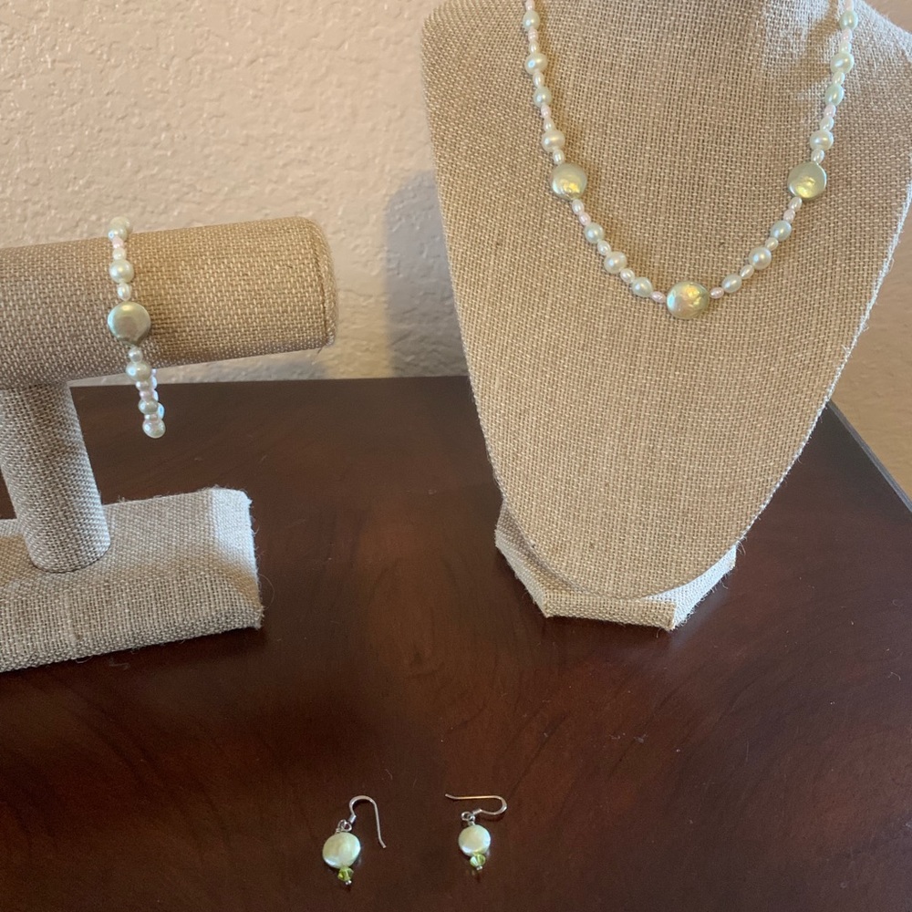 925, freshwater pearl necklace set.